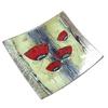 [K1264] - Поднос стеклянный 'Coquelicots' красно-серый - 19 см (ручная роспись)