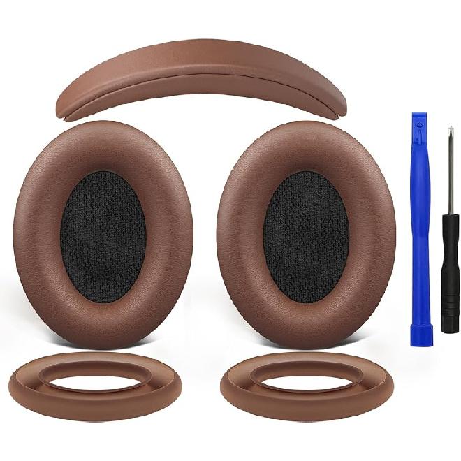 SOULWIT Ear Pads Cushions + Headband + Silicone Earpads Cover Protector, Replacement Kit for Bose QuietComfort 15(QC15)/QuietComfort 2(QC 2) Over-Ear