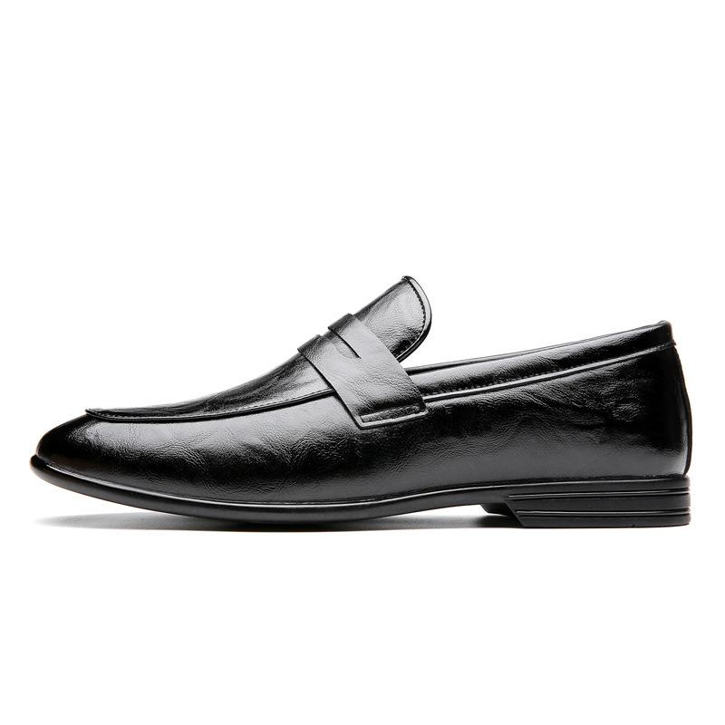 New British Doudou Shoes Men's Solid Color Casual Leather Shoes Cowhide One-pedal Men's Fashion Trend Short Korean Version