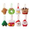 Christmas Tree Plush Ornaments Small Plush Santa/Tree/Wreath Christmas Hanging Ornaments Soft Mini Stuffed Toy for Xmas Tree Party Decor