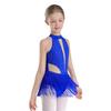 Girls Sparkly Rhinestone Fringe Bodysuit Sleeveless Backless Latin Dance Costume for Competition Stage Performance