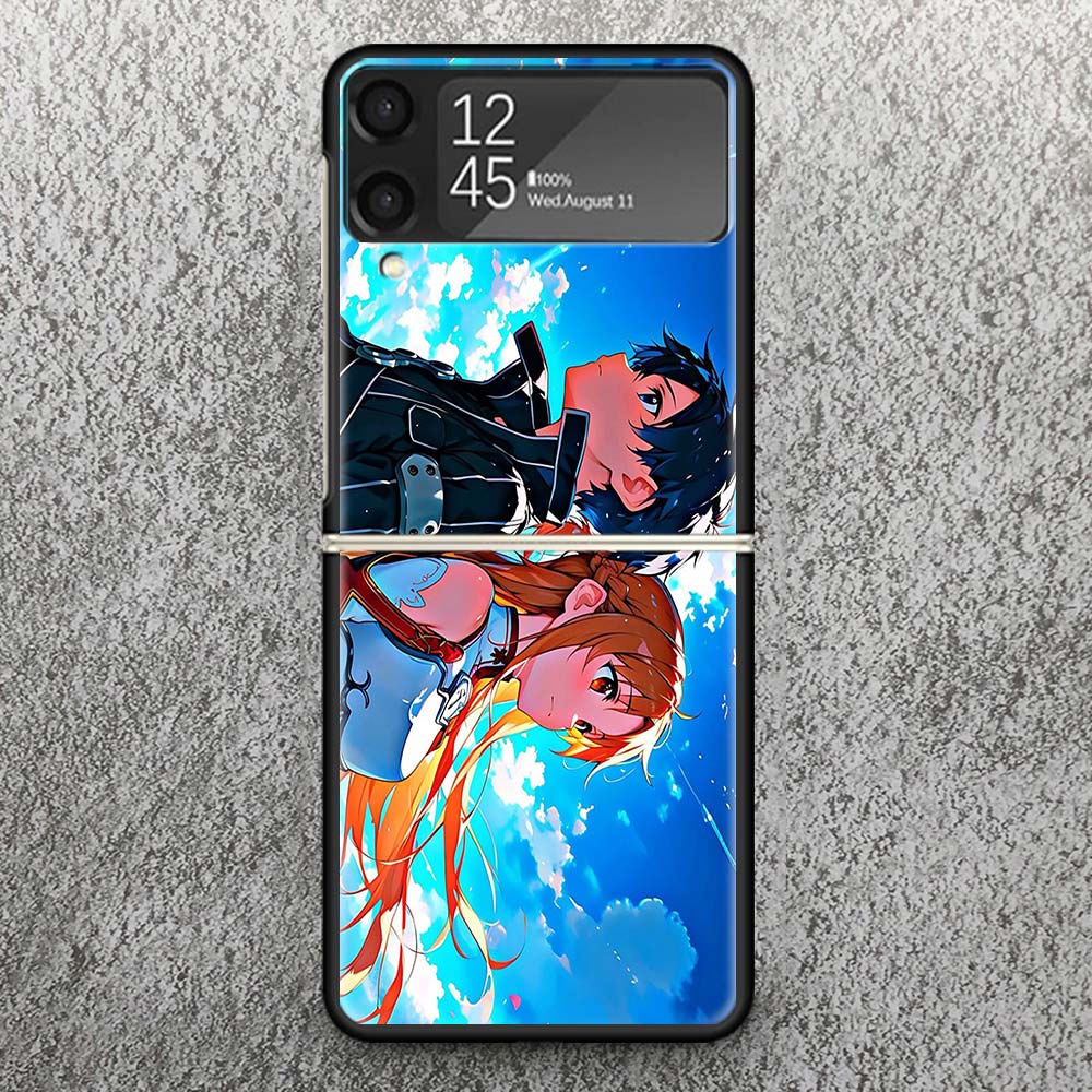 Anime Sword Art Online SAO Print Case For Samsung Galaxy Z Flip 3 4 5 6 7 5G Phone Shell Flip7 Flip6 Flip5 Flip4 Flip3 Pattern C