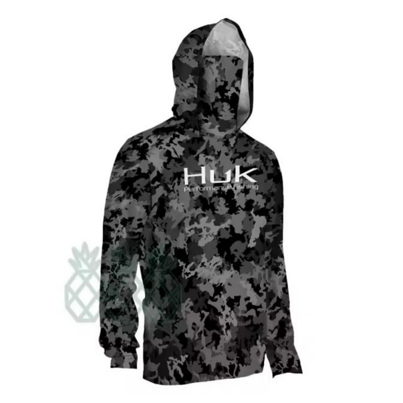 Рыболовный костюм HUK Камуфляж Мужская рубашка с длинным рукавом, капюшоном и маской UPF 50+ Защита от УФ
