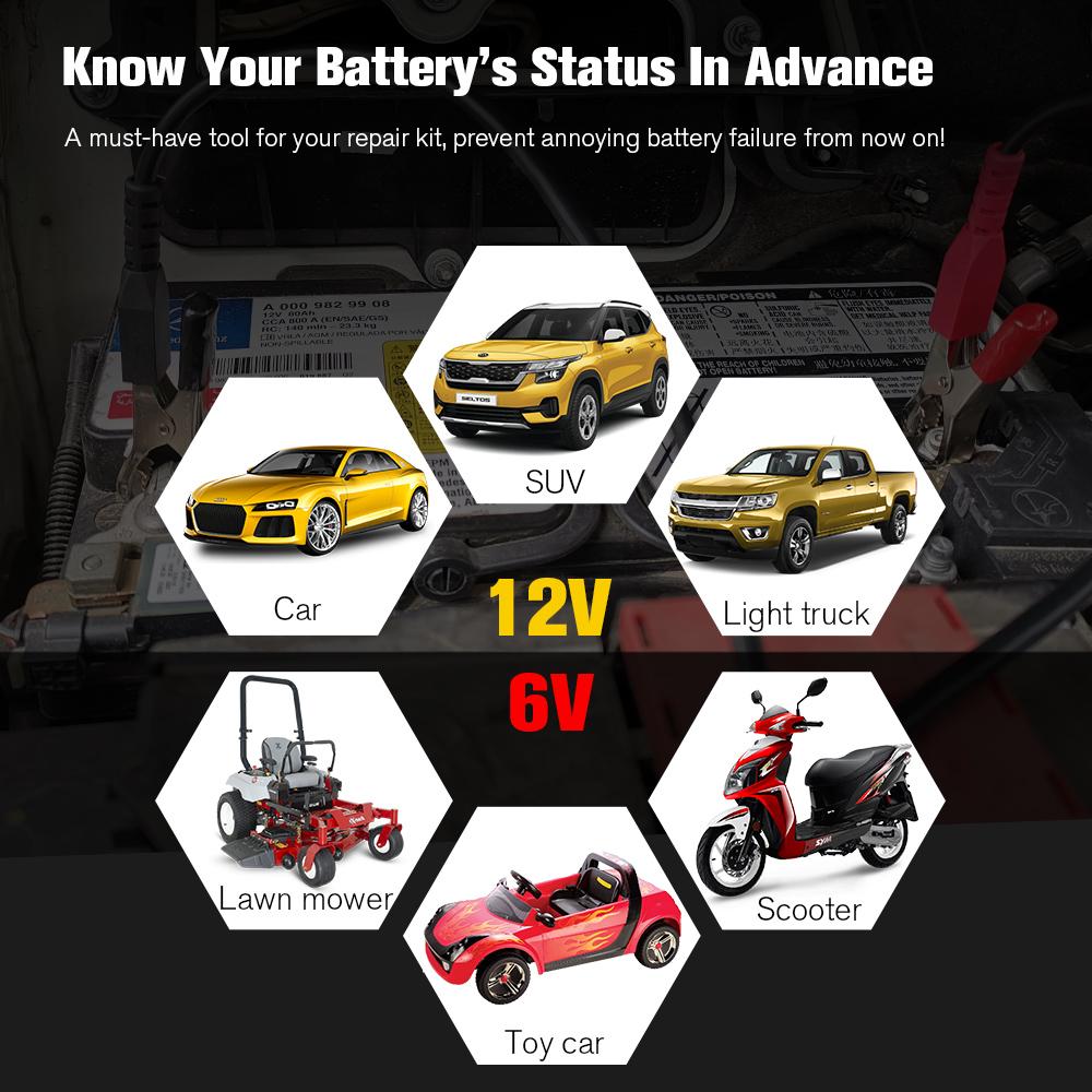 Тестер аккумуляторов для автомобилей и мотоциклов 12 В 6 В KONNWEI KW650, анализатор аккумуляторной системы 2000CCA, тест на проворачивание зарядки, диагностический инструмент