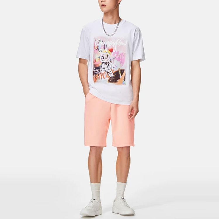 Li Ning X Disney Collaboration Sports Fashion Series Logo Print Sports Shorts Unisex Shorts Bright-Lotus-Orange AKSR531-6