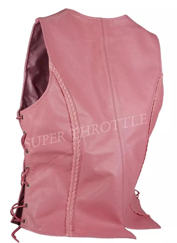 Зимний стильный кожаный розовый жилет Барби пальто из овчины нарядный женский жилет