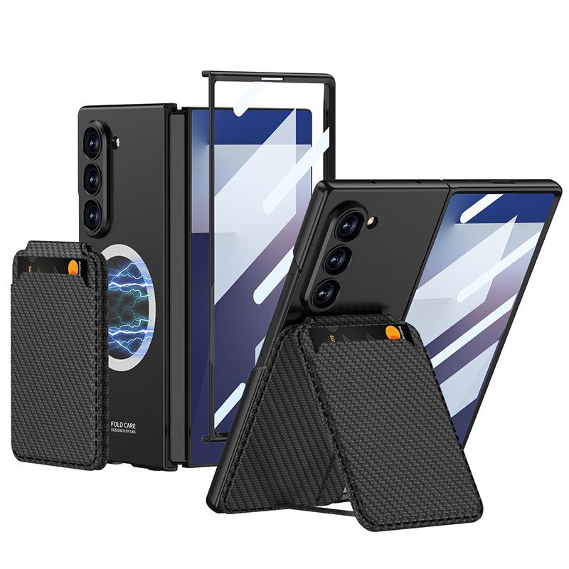 Чехол для Samsung Z Fold 7 Магнитный Держатель для карт из кожи Слот Защитная пленка для экрана Стеклянная пленка Кошелек Карман для наличных
