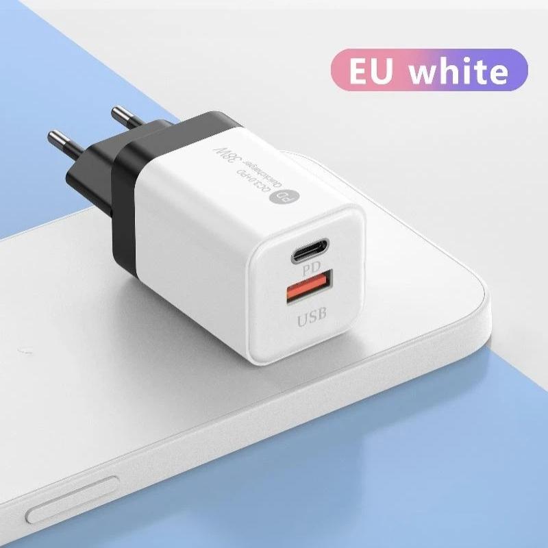 20 Вт Быстрое настенное зарядное устройство США, двойные порты PD USB, высокоскоростная зарядка для смартфонов, планшетов, наушников, небольших цифровых устройств