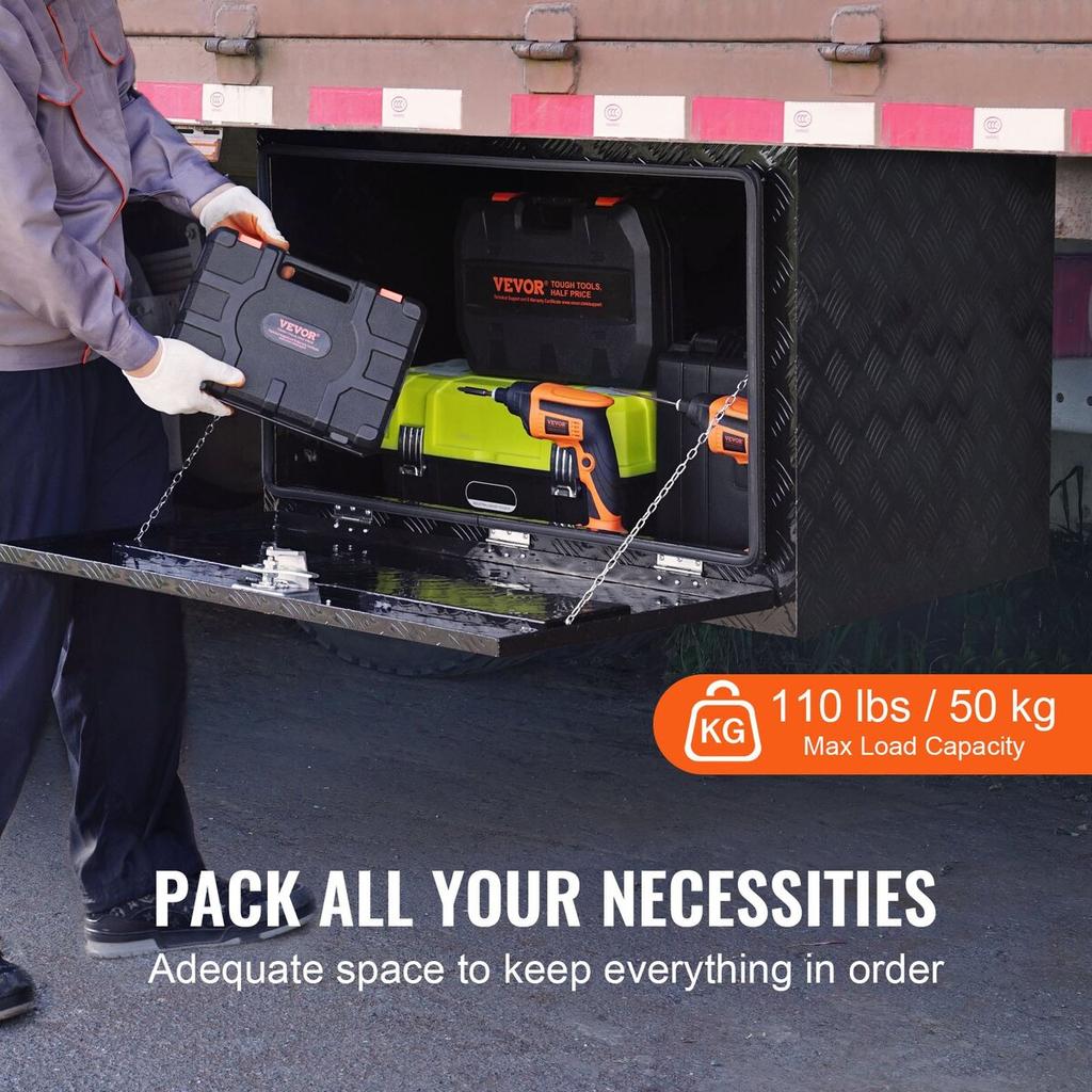 Underbody Aluminum Truck Tool Box 48" x 24" x 24" Trailer RV Tool Storage