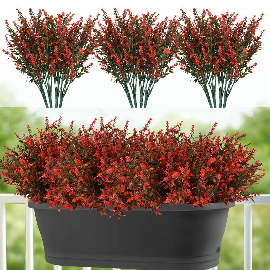 12 Bundles Artificial Lavender Flowers Plants With 7 Flexible Stems 14inch UV Resistant Faux Outdoor Plastic Plants