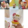 Cute Cartoon Hello Kitty Plush Keychain Adorable Kt Doll With Black Leather