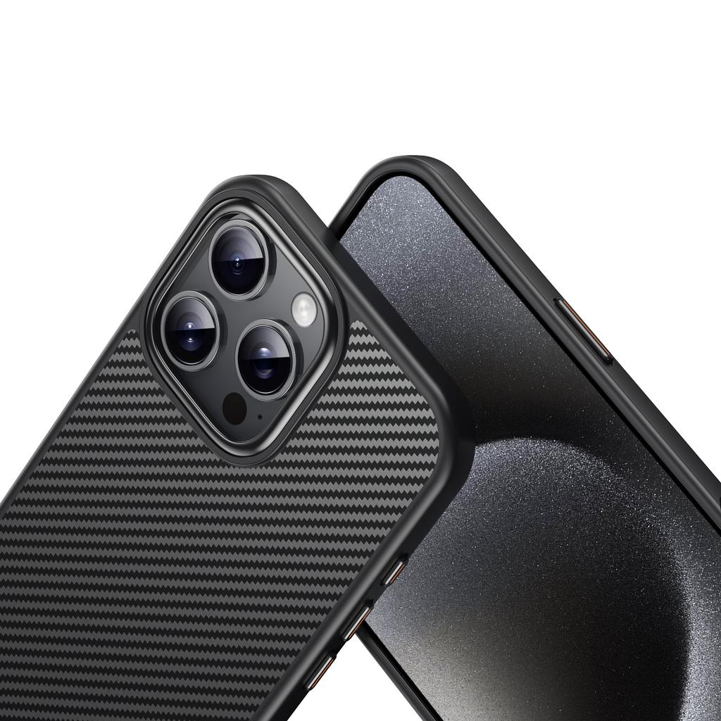 Магнитный чехол для iPhone 16 Pro, совместимый с MagSafe, чехол из ПК + ТПУ с текстурой углеродного волокна
