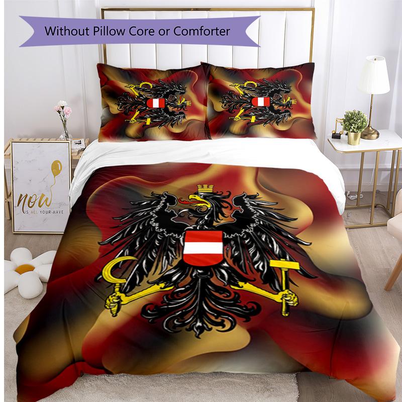 Austria Football Printed Bedding 3 Piece Set Cozy Breathable Bed Cover Set as Housewarming Holiday Gift