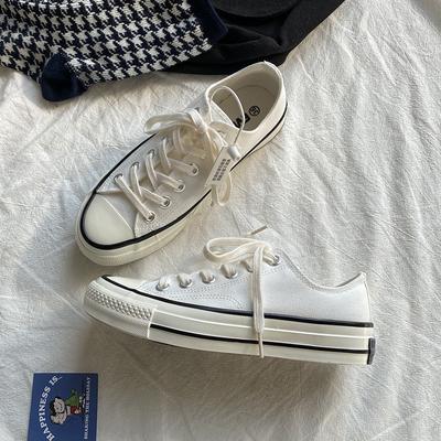 Классические бело-черные парусиновые туфли женская обувь 18