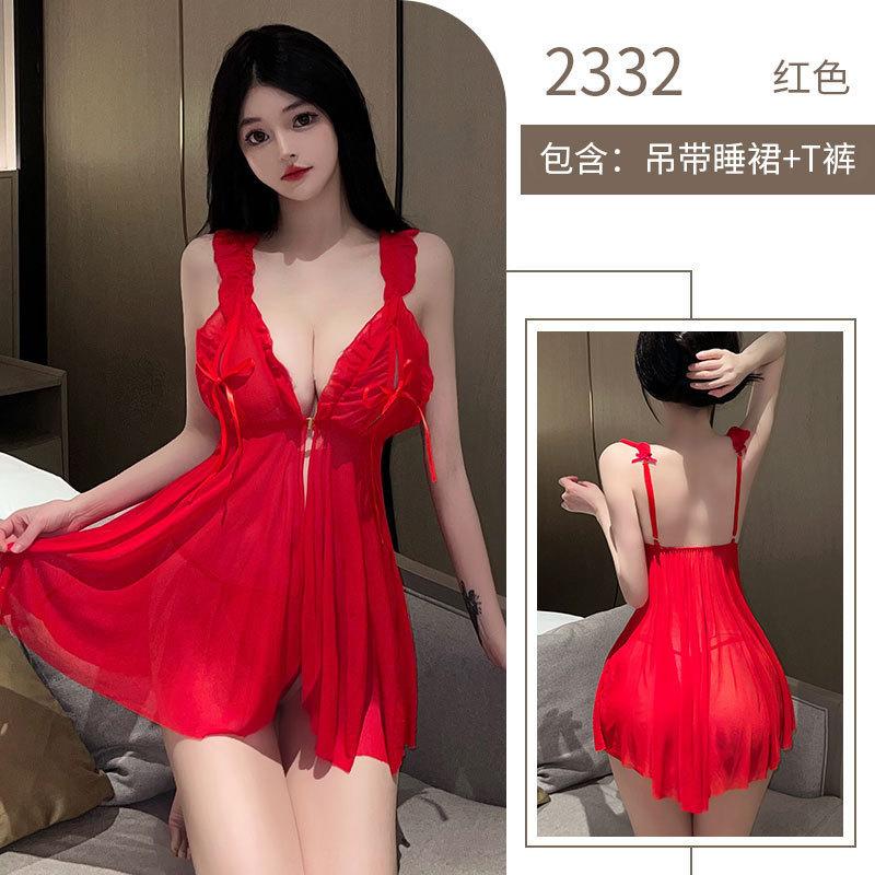 Sexy underwear perspective sexy mesh, hot teasing, free of suspenders