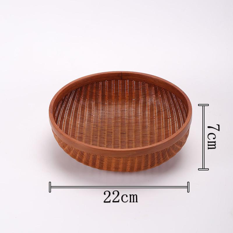 Lacquered Bamboo Woven Basket: Round Retro Fruit, Snack, and Tea Tray