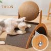 2-в-1 коврик для царапания кошек Большая картонная когтеточка для кошек с шариком из сизалевой веревки Деревянная рама Гофрированная наклонная доска для царапания кошек