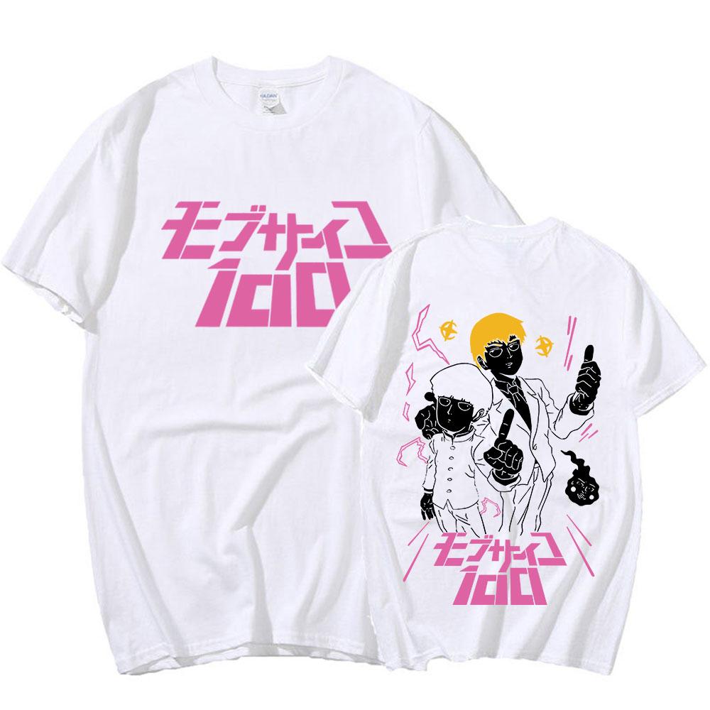 Футболка с японским аниме Mob Psycho 100 Футболки с рисунком Shigeo Kageyama Reigen Arataka Футболки унисекс Унисекс Модная повседневная футболка Уличная одежда