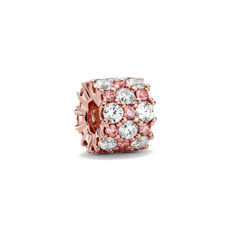 Серия Rose Gold Подвески-бусины в форме сердца Цветок Зажим Медь Подходит для Европейских Оригинальных Браслетов Сделай сам Элегантные Украшения