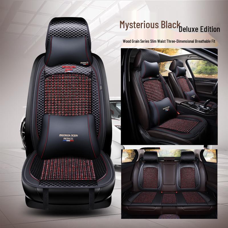 Wood Bead Ventilated Car Seat Cushion with Lumbar Support - Universal Four Seasons Cool Pad
