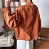 Johnature Simple Women Tops Shirts Spring Summer Casual Vintage Solid Color Loose Button Pleated Women Blouses