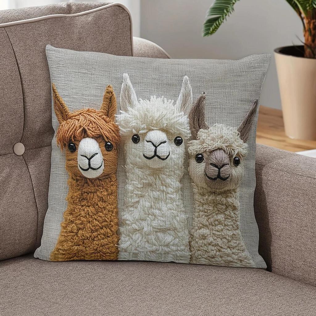 Ретро Мягкая Альпака Односторонняя Наволочка 17.7x17.7дюймов Декоративные Наволочки для Гостиной Спальни Стула