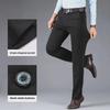 Men's Winter Elastic Thickened Formal Trousers - Velvet-Lined, Straight-Cut, Light Business Casual Pants.