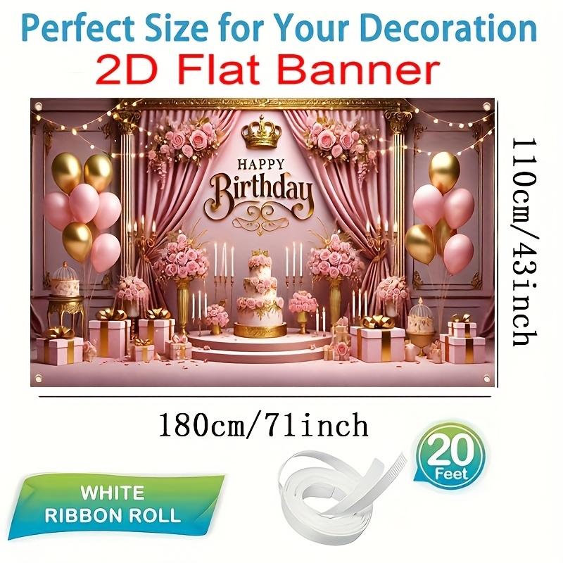 1 pair, 2Dflat, pink and gold themed birthday backdrop banner, suitable for birthday celebration photo backgrounds, wsj