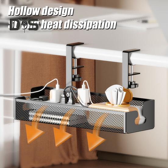 Data Cable Storage Rack Under-Desk Organizer Simple Installation Cable Management Metal Cable Tray Power Strip Cord Holder