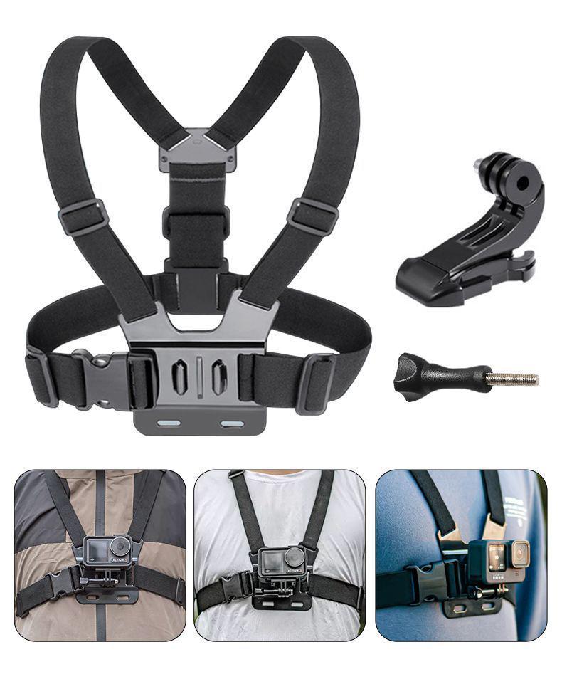 Аксессуары для камеры DJI Action5Pro/43: Нагрудный ремень, Повязка на голову, Клипса для рюкзака, Закаленное стекло, Ремешок для шлема