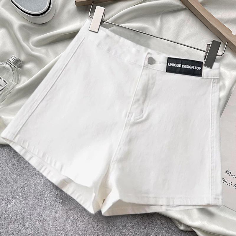 Женские джинсовые шорты с высокой талией - Лето 2022 года, тонкий стиль, эластичные облегающие шорты А-силуэта