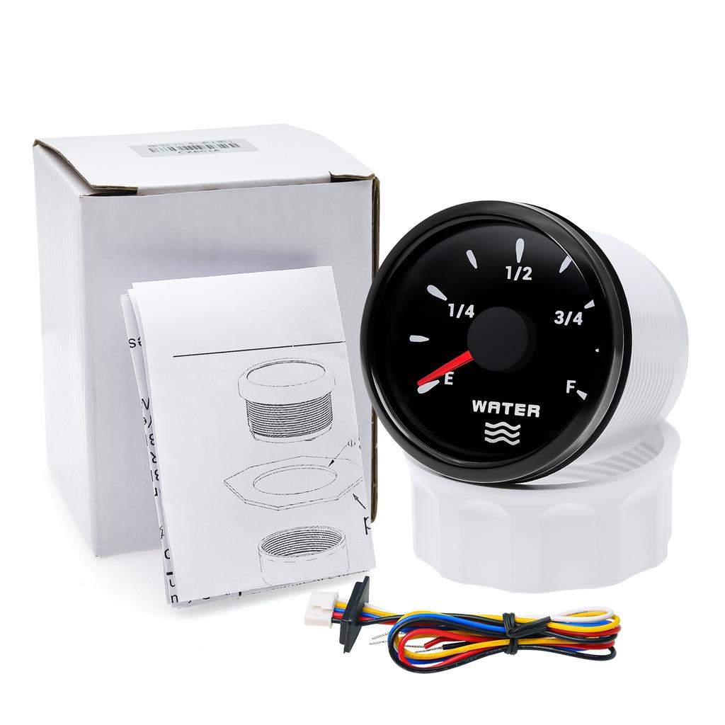 7 Color Backlight 52mm Water Level/Fuel Level Gauge/Water Temp Meter/Oil Press Meter/Voltmeter for Car Marine Yacht 12V 24V