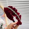 Elegant Shiny Rhinestone Headband Sweet Women Sequin Hairband Velvet Pleated Hair Hoop  Female
