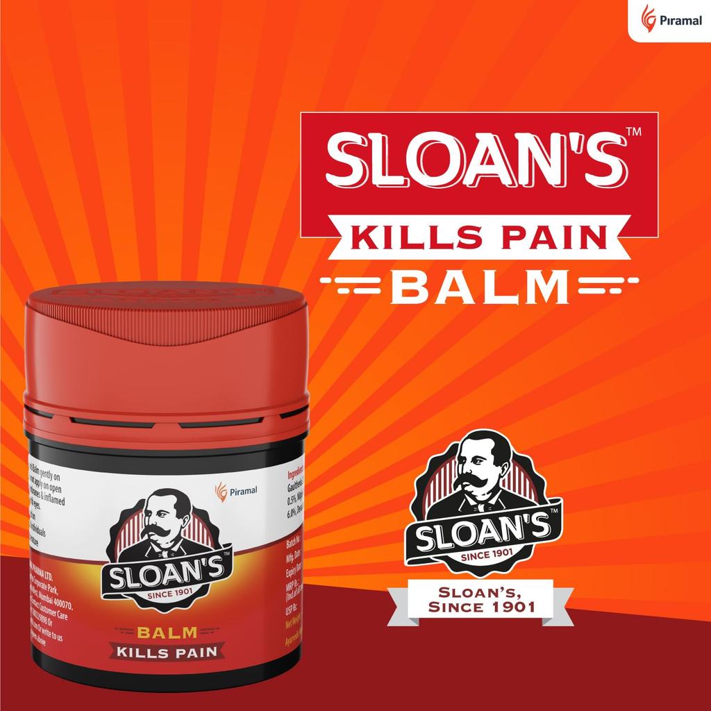 Sloan's Balm 20gm X 3 Pack | Herbal Pain Relief for Joint Neck Back Muscle Ache | Fast Absorbing Heat Action