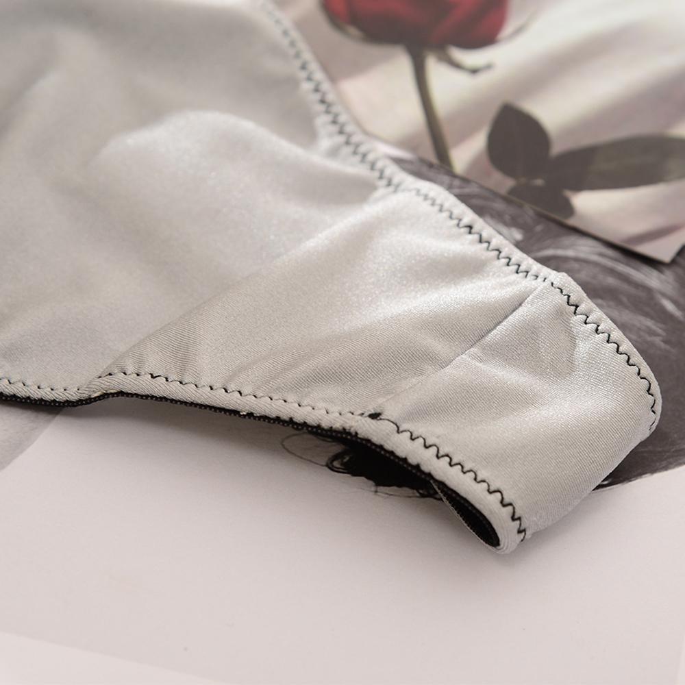 Women Underwear Sexy Cotton Bow Satin Sex Thong Satin Panties G-String Briefs