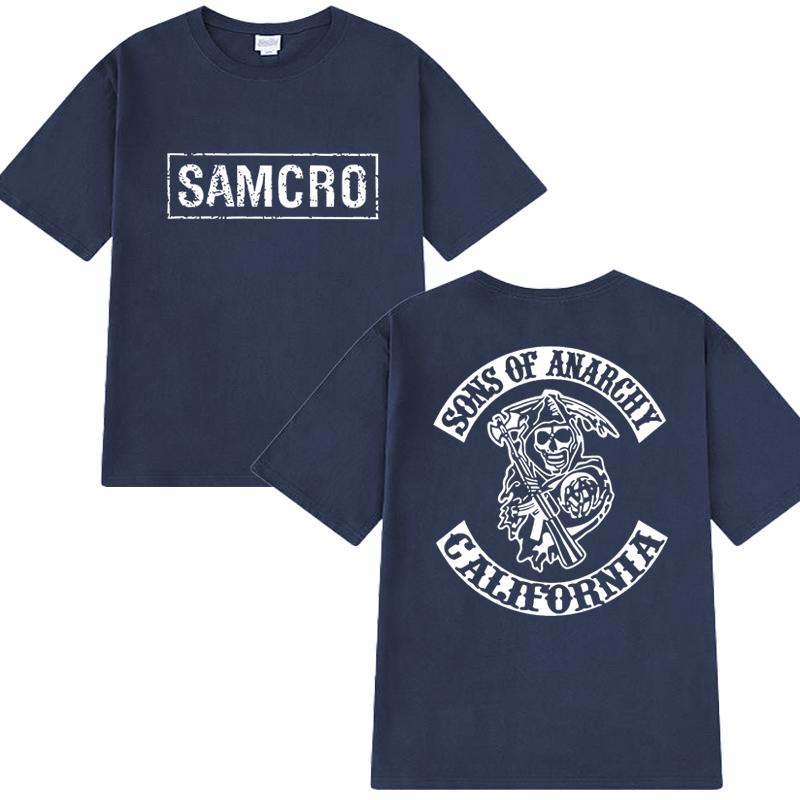 2025 Hip Hop Vintage T Shirt Men Women Sons of Anarchy SAMCRO Double Sided Print Short Sleeve T-shirts Unisex 100% Cotton Tops