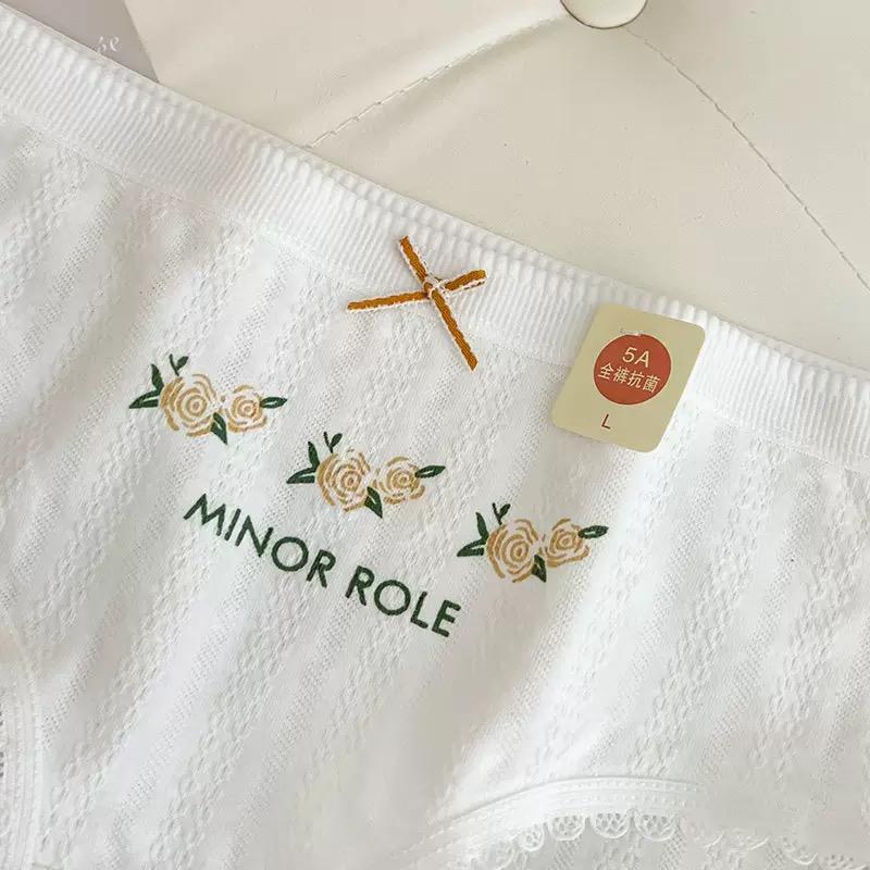 3 шт. Хлопковые женские трусики с цветочным принтом, подростковое нижнее белье средней посадки, модные трусики для девочек, дышащие трусики, студенческое мягкое нижнее белье