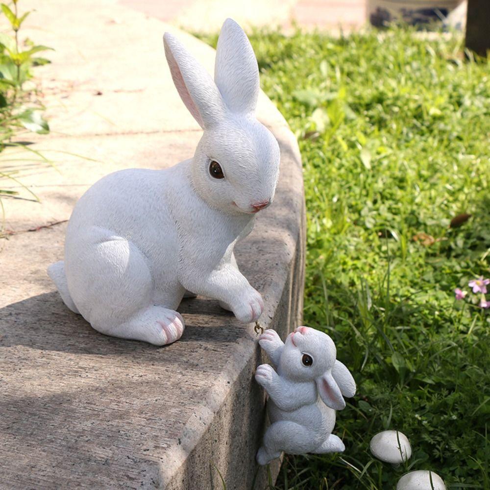 Lovely Garden Statues Resin Animal Figurine Micro Landscape Rabbit Figurine Ornaments Garden