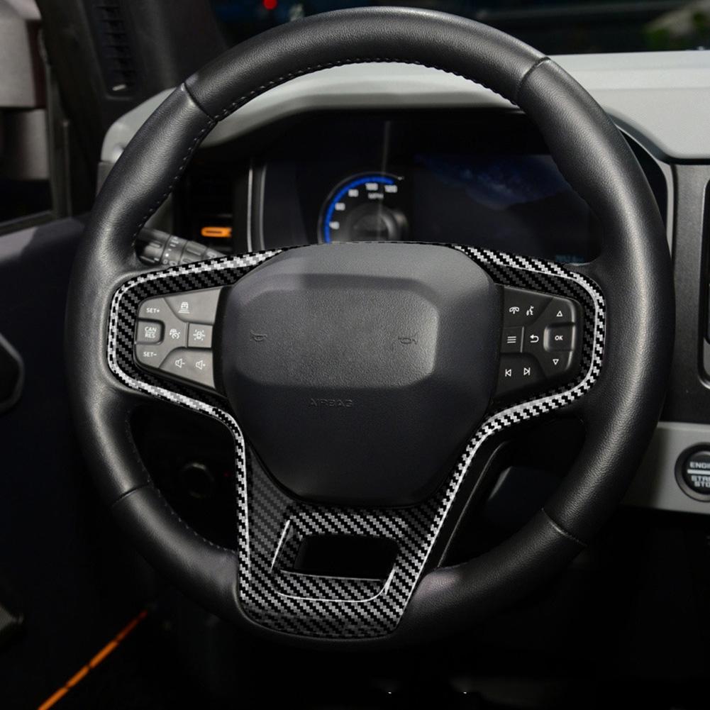 Carbon Fiber Steering Wheel Panel Cover Trim Accessories For Ford Bronco 2021 22
