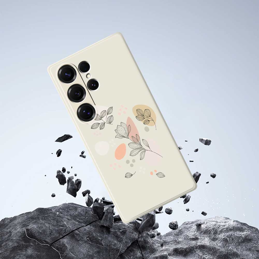 Для Samsung Galaxy S25 Ultra Чехол Эскиз Листья Узор Печать Прямой Край ТПУ Задняя Крышка Телефона