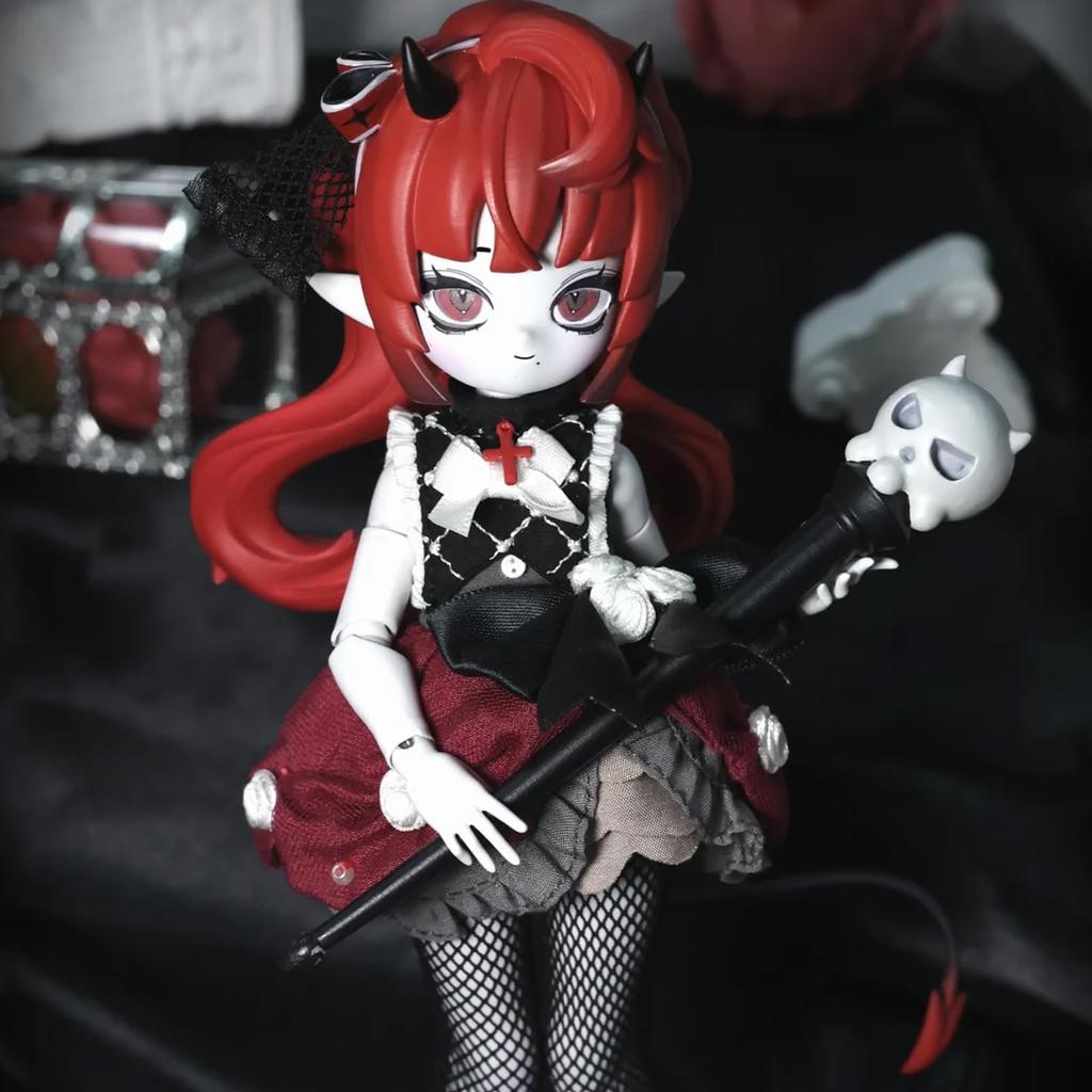 Bahomu Кукла-сюрприз Серия Рожки Дьявола BJD шарнирная кукла Blind Box Масштаб 1/8 19см Милая кукла Демоненок Коллекция 6 видов + 1 секретный вид Переодевание (1