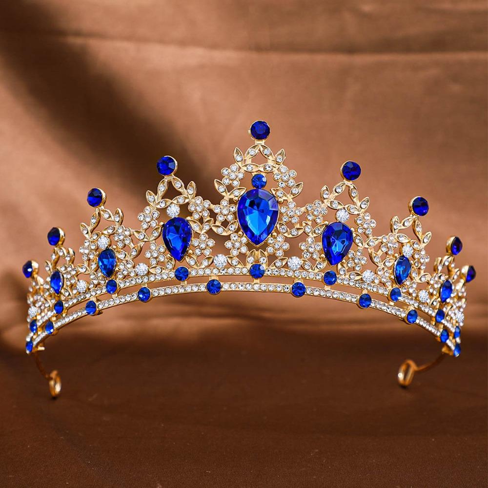 Shiny Baroque Crown Elegant Princess Rhinestone Crown Exquisite Bridal Tiara Women/Girls