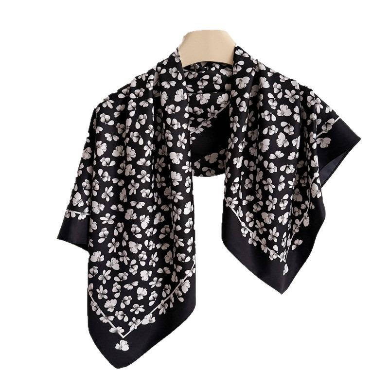 Women S Fashion Floral Printed Square Scarf Silk Shawl