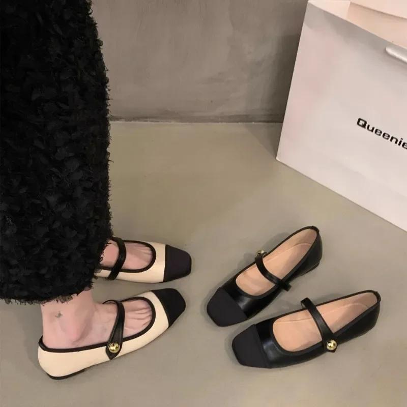 Женские туфли на плоской подошве, модные и универсальные, квадратный носок, французские туфли Мэри Джейн, женские новые летние туфли-бини на мягкой подошве