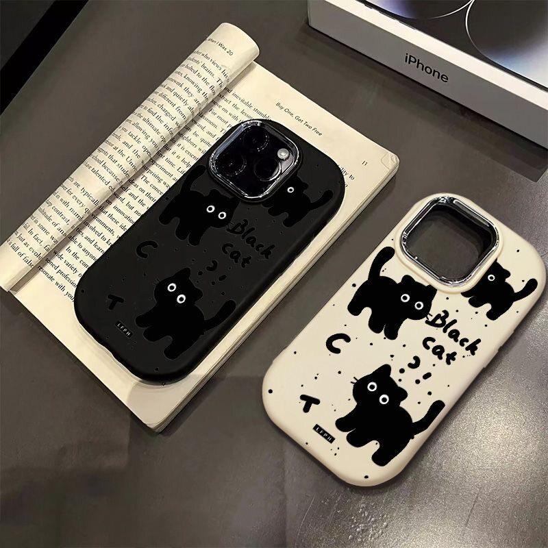 Милый Черный Кот Мягкий Чехол Для Samsung S25 S24 S23 S22 Plus Ultra S23 S24 S20 S21FE A16 A53 A32 A51 A71 A31 A24 Note 20Ultra Чехол