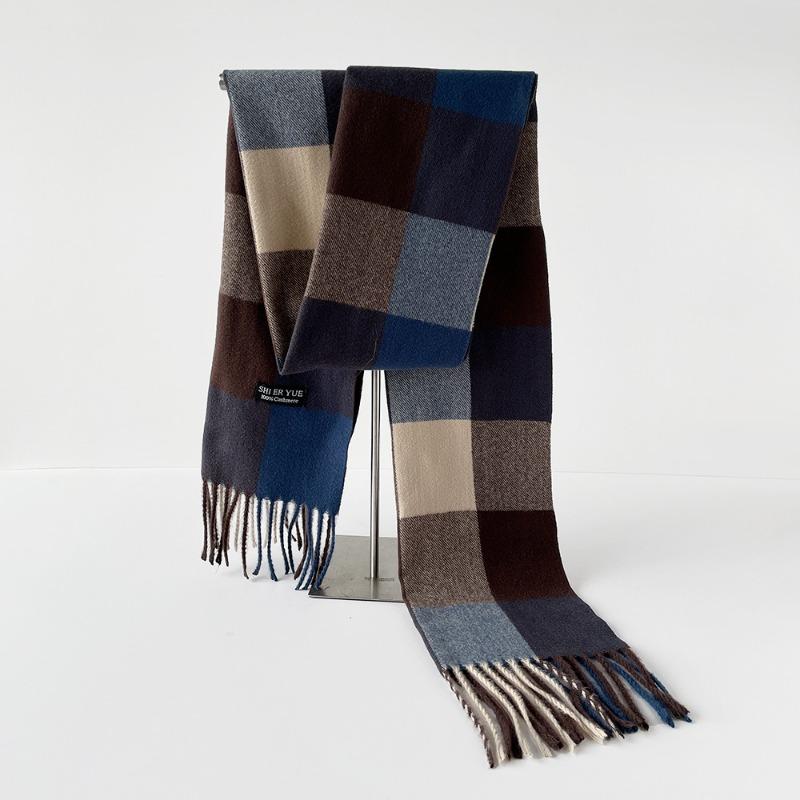Plaid Black and White Thermal Scarf Men's Autumn and Winter Scarf Simple Trend Imitation Cashmere Shawl