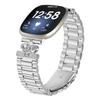 For Fitbit Versa 4/Sense 2 Stainless Steel Strap Crown Shape Rhinestone Decor Silver Watch Band