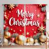 2pcs Festive Atmosphere with Merry Christmas Printed Curtain for Christmas Home Decor - Rod Pocket Window Treatment for Bedroom