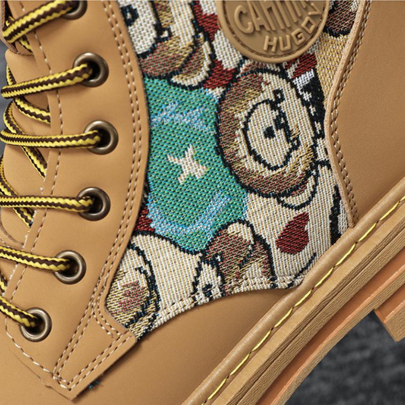 Новые мужские ботинки Дизайнерские Роскошные Мужские Рабочие Ботинки Высокие Берцы Платформа Кожаная Обувь для Мужчин Британский стиль Мотоциклетные Botas Hombre