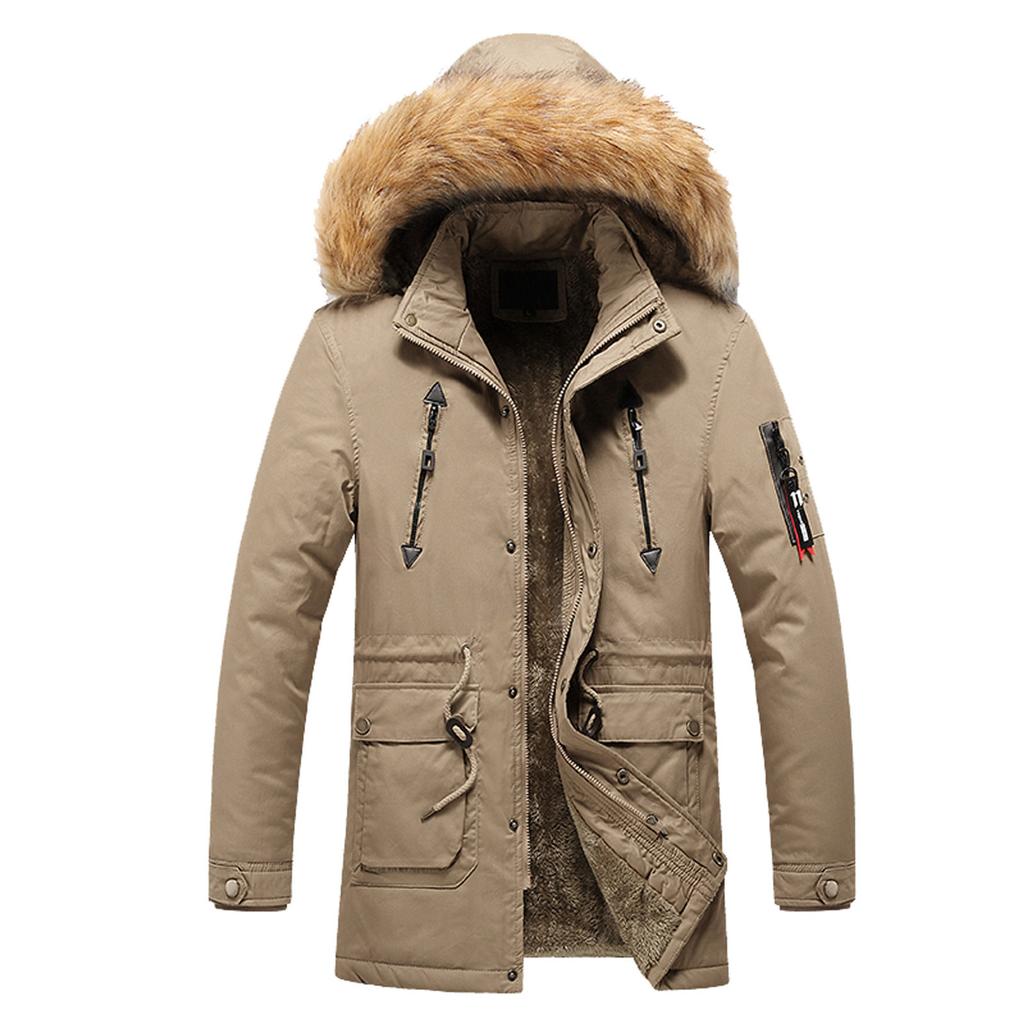 Men Winter Coat Men's Cotton Fleece Coat Warm Hooded Soft for Windproof Soft Coat Jacket
